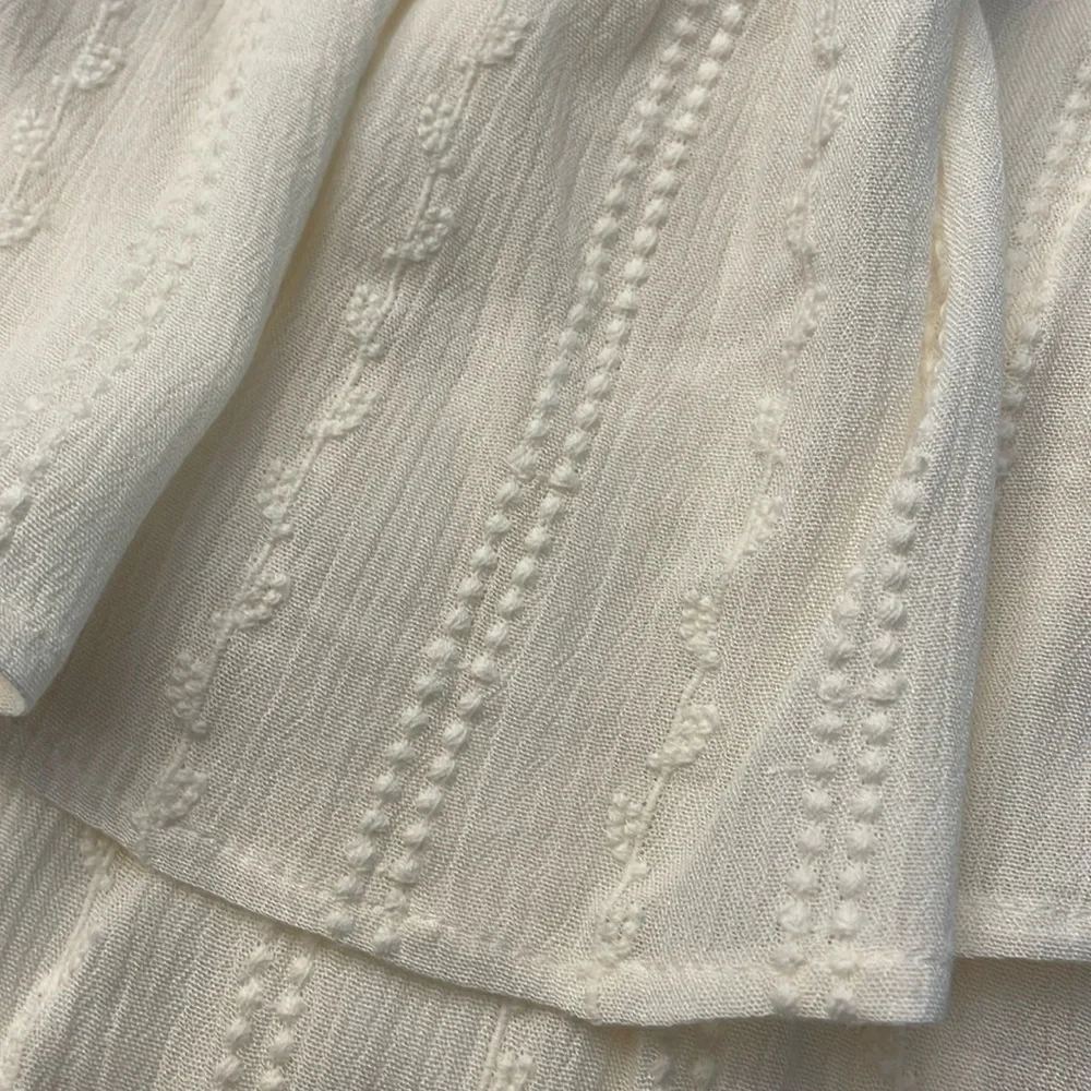 Express Cream Ruffle Off-Shoulder Romper - Picture 15 of 17